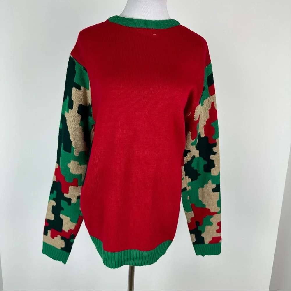Celebrate Together Mens Camouflage Deer Ugly Christmas Sweater Size Medium